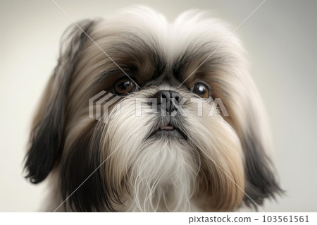 Close up of Shih Tzu dog white background. Generative AI AIG16. 103561561