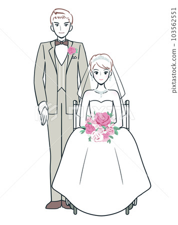 Groom and wheelchair bride (whole body) Groom and wheelchair bride (whole body) 103562551