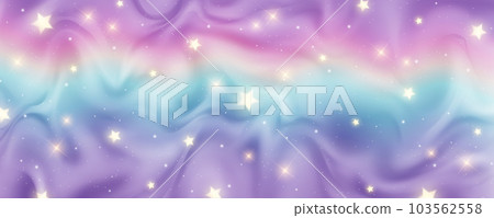 Abstract color rainbow gradient background. Glitter sky with stars and sparkles. Wavy fluid liquid texture. Vibrant flow curved folds. Multicolor blurred vector wallpaper. 103562558