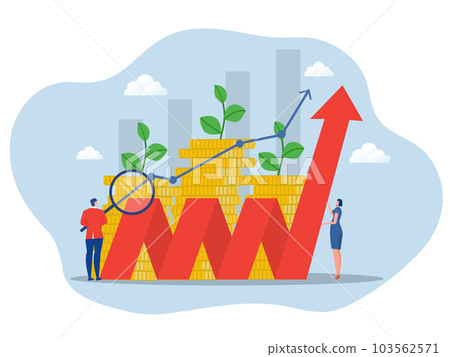 Team business analyst stock market,investment growing .finance and economy profit with coins flat vector illustration 103562571