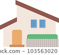 A simple house with a brown beckoning roof 103563020