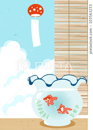 Japanese paper-style midsummer landscape hot summer greeting postcard vertical Japanese paper-style midsummer landscape hot summer greeting postcard vertical 103563253