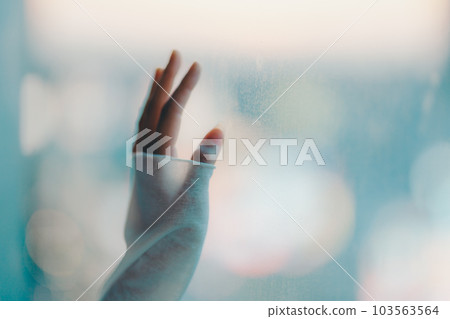 Young woman standing in the city sunset 103563564