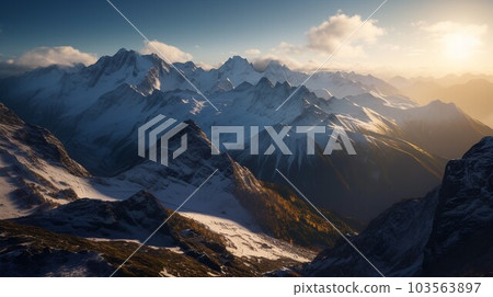 holy sunlight of the majestic Swiss Alps 103563897