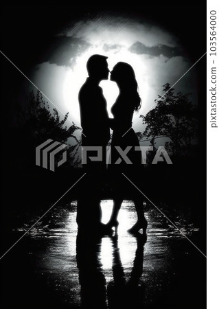 Kissang couple in the moonlight spotlight 103564000