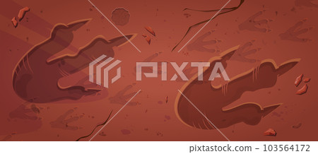 Dig fossil dinosaur footprint trace vector cartoon Dig fossil dinosaur footprint trace vector cartoon 103564172