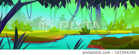 River in jungle forest vector tropical background River in jungle forest vector tropical background 103564240
