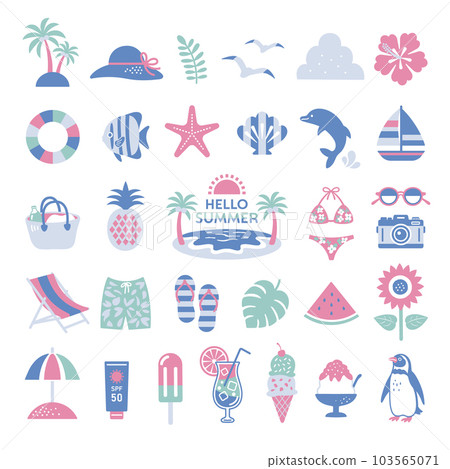 夏天和海灘插圖集 103565071