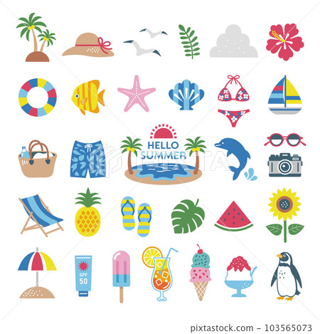 summer and beach illustration set 103565073