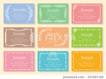 Set of 9 cards with colorful hand drawn cute frames 103565100