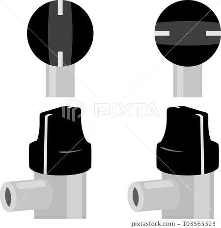 Open gas tap and closed gas tap 103565323