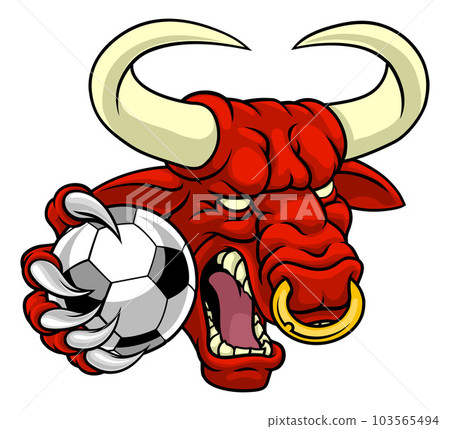Bull Minotaur Longhorn Cow Soccer Mascot Cartoon 103565494