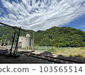 The emerald green Kurobe River seen from the Kurobe Gorge Railway trolley train 103565514