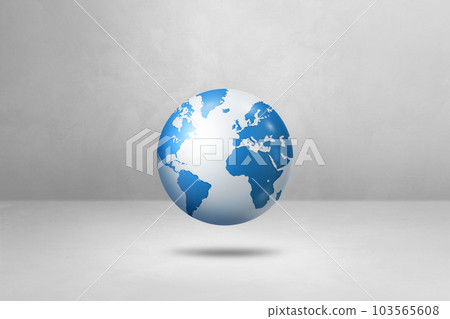 World globe, blue earth map, isolated on white. Horizontal background 103565608
