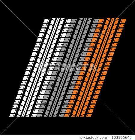 Three color tire tracks silhouettes set 103565643