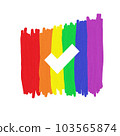 Painting of rainbow color with check mark, LGBTQ Pride Month, LGBTQ flag 103565874