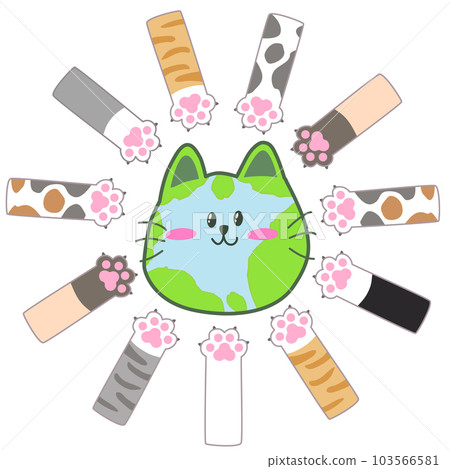 Earth Cat Character and Out-of-Earth Cat Hand or Foot Character 103566581