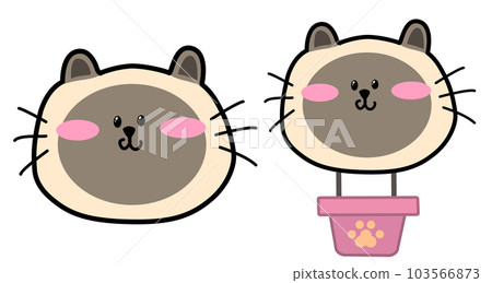 Cat Character Hot Air Balloon and Cat Face Character - Siamese Cat Cat Character Hot Air Balloon and Cat Face Character - Siamese Cat 103566873