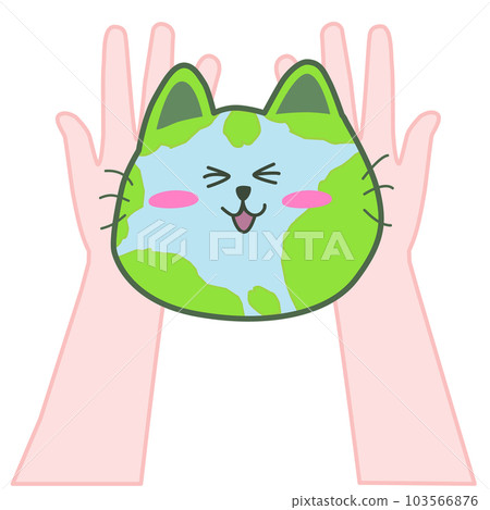 Holding the character of the earth cat in both hands Holding the character of the earth cat in both hands 103566876