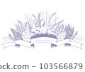 Flower line illustration and botanical decorative frame set 103566879