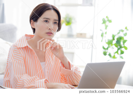 在家工作的女商人 在家工作的女商人 103566924