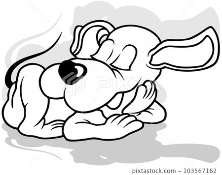 Drawing of a Sleeping Doggy with Closed Eyes 103567162
