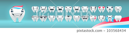 Cartoon Teeth Icons Big Set Cartoon Teeth Icons Big Set 103568434
