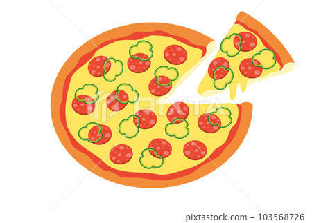 意大利臘腸和辣椒披薩的插圖 103568726