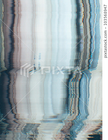Distortion background. Glitch texture. Static noise. Blue white beige color lines artifacts on light illustration abstract wallpaper. 103568947
