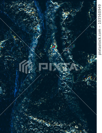 Creased overlay. Bubble wrap texture. Grunge effect. Blue orange black color wrinkled distressed plastic film on dark illustration abstract background. Creased overlay. Bubble wrap texture. Grunge effect. Blue orange black color wrinkled distressed plastic film on dark illustration abstract background. 103568949