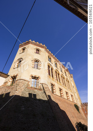Castle and town in Barolo, Langhe region, Piedmont, Italy Castle and town in Barolo, Langhe region, Piedmont, Italy 103569021