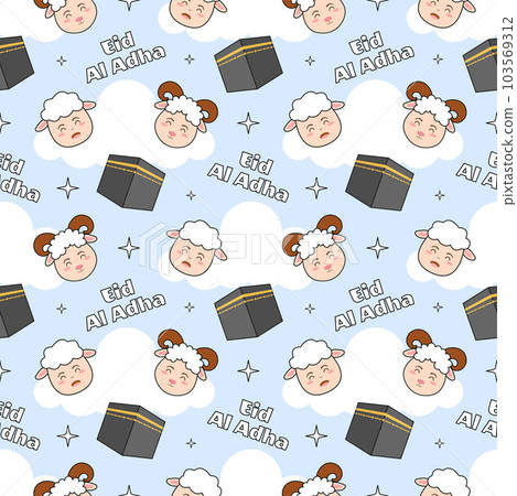 Happy Eid Al Adha Mubarak Seamless Pattern of Muslims Celebration with Sacrificial Animals in Template Hand Drawn Cartoon Flat Illustration Happy Eid Al Adha Mubarak Seamless Pattern of Muslims Celebration with Sacrificial Animals in Template Hand Drawn Cartoon Flat Illustration 103569312