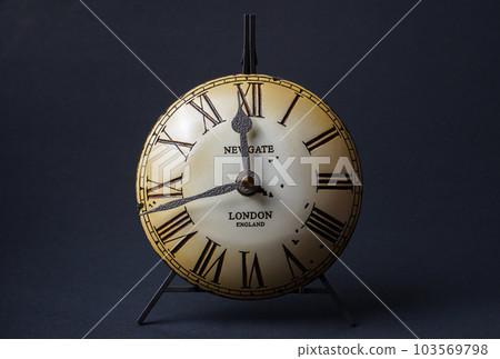 close up of vintage clock at on black close up of vintage clock at on black 103569798