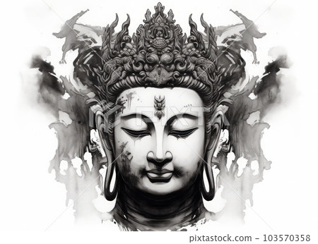 Buddha face, Generative AI AI image 103570358