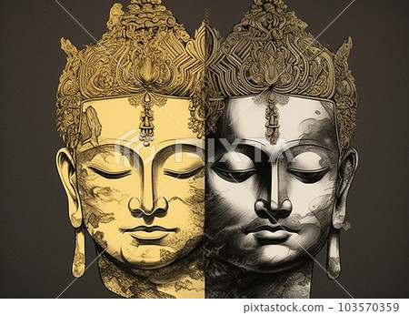 Buddha face, Generative AI AI image 103570359