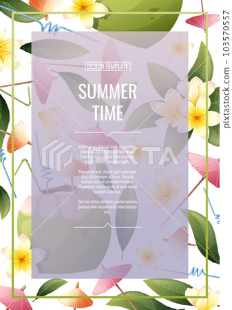 Flyer template with beach coconut cocktail and frangipani flowers. Tropical vacation, summer vacation. Banner, poster with beach drinks a4 size Flyer template with beach coconut cocktail and frangipani flowers. Tropical vacation, summer vacation. Banner, poster with beach drinks a4 size 103570557
