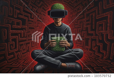 戴 VR 護目鏡的人，生成 AI AI 圖像 103570732