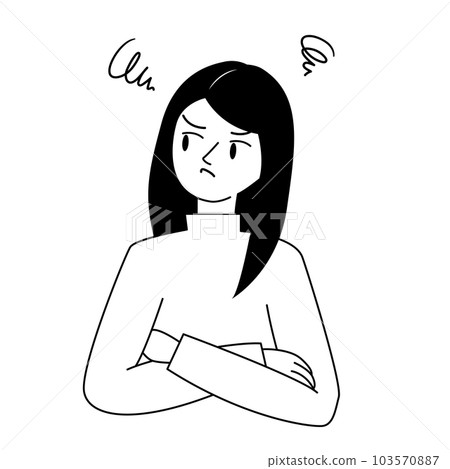 Angry woman or girl with her arms folded across her chest Angry woman or girl with her arms folded across her chest 103570887