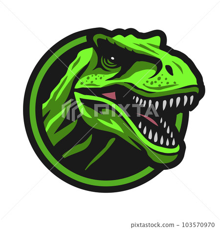 Roaring tyrannosaurus. T-rex. Logo, emblem. Vector illustration. 103570970