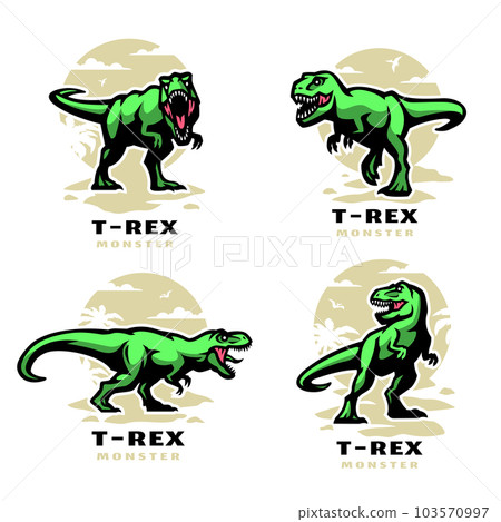 T-rex monster logo set. Dinosaur Tyrannosaurus. Vector illustration. 103570997