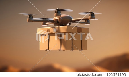 Drone carrying luggage, Generative AI AI image Drone carrying luggage, Generative AI AI image 103571193