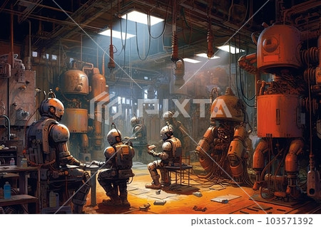 Robot factory, Generative AI AI image 103571392