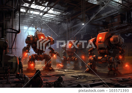 Robot factory, Generative AI AI image 103571393