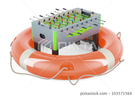 Table football with lifebuoy, 3D rendering 103571568