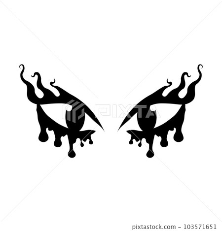 Y2k minimalist tattoo of eyes. Flame 00s, 90s style collection fire trendy abstract aesthetic vector illustration design prints and emo graphic design elements. EPS 103571651