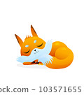 Cute cartoon slepping fox on white background. For nature concepts, children s books illustrating, printing materials Vector illustration with simple gradients. EPS 103571655