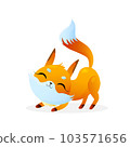 Cute cartoon fox on white background. For nature concepts, children s books illustrating, printing materials Vector illustration with simple gradients. EPS 103571656