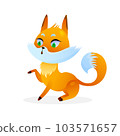 Cute cartoon fox on white background. For nature concepts, children s books illustrating, printing materials Vector illustration with simple gradients. EPS 103571657