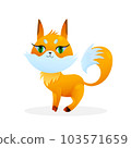 Cute cartoon fox on white background. For nature concepts, children s books illustrating, printing materials Vector illustration with simple gradients. EPS 103571659