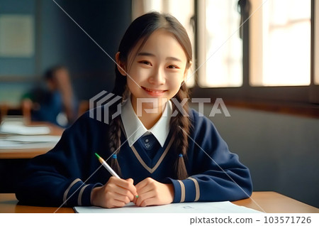 微笑著學習的女孩 AI 生成 微笑著學習的女孩 AI 生成 103571726